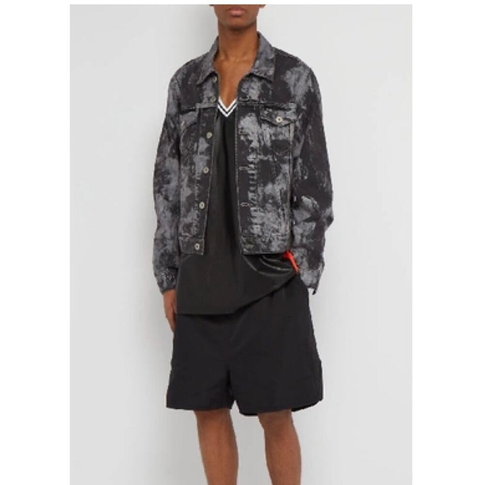 Faith Connexion Metallic Paint-Effect Denim Jacket Washed Black Size Small - NWT